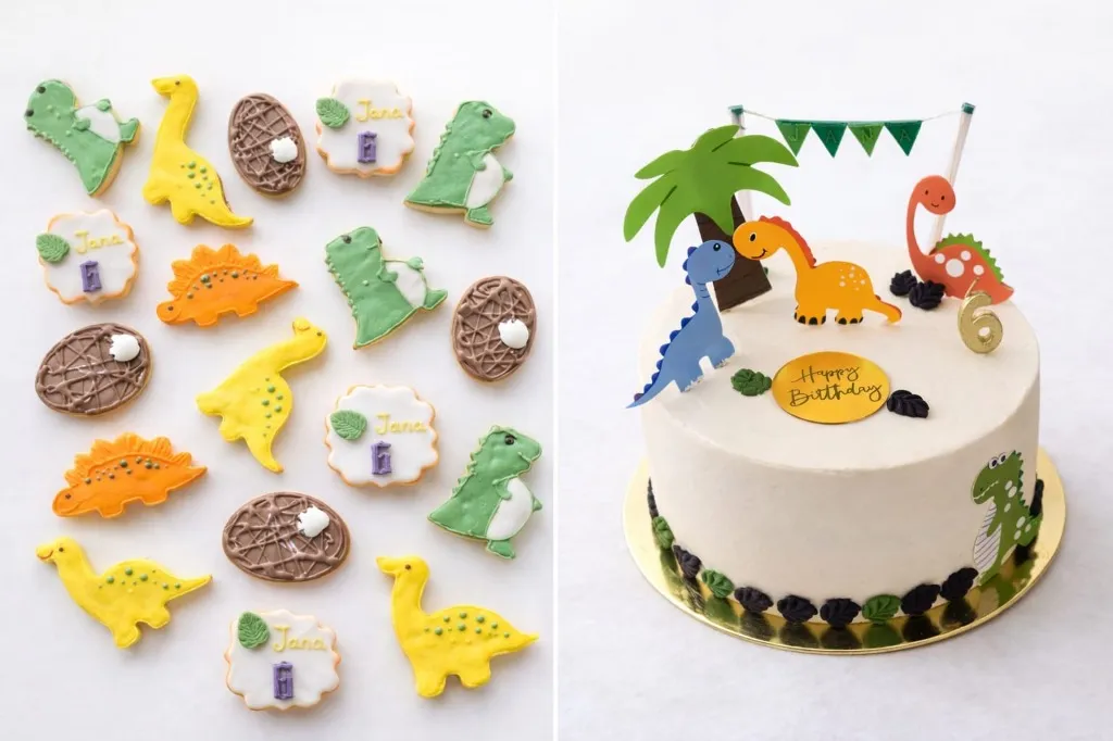 Gâteau et biscuits Dinosaures personnalisés