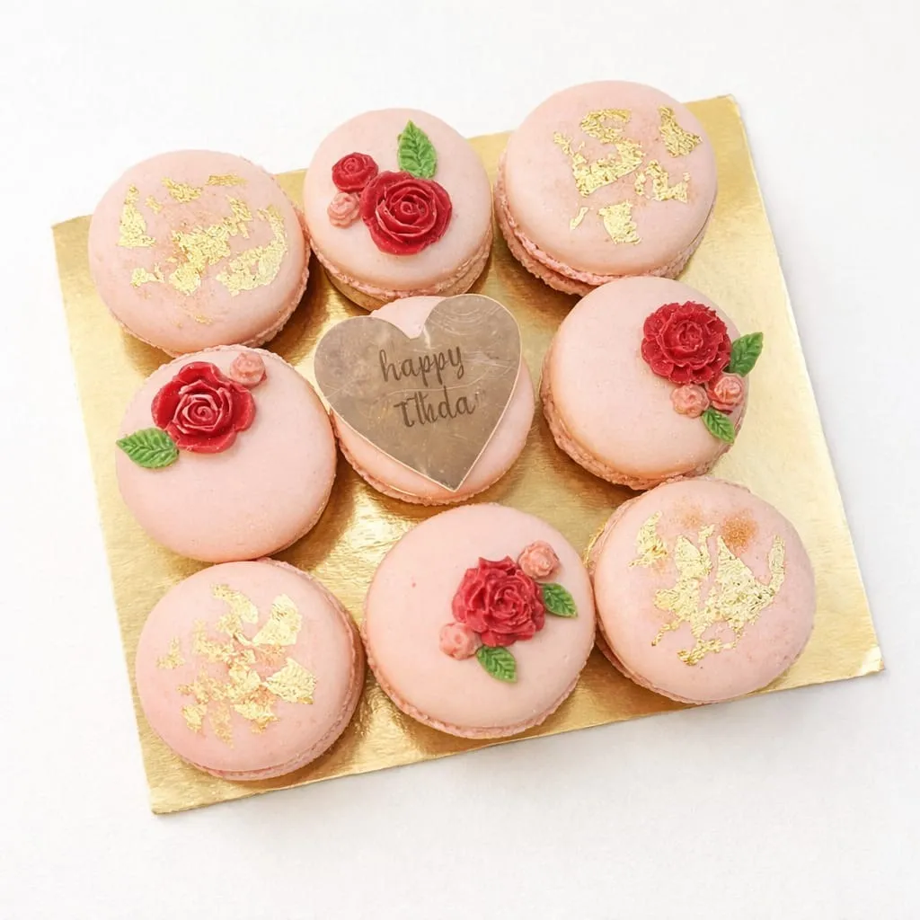 Macarons Roses et Or